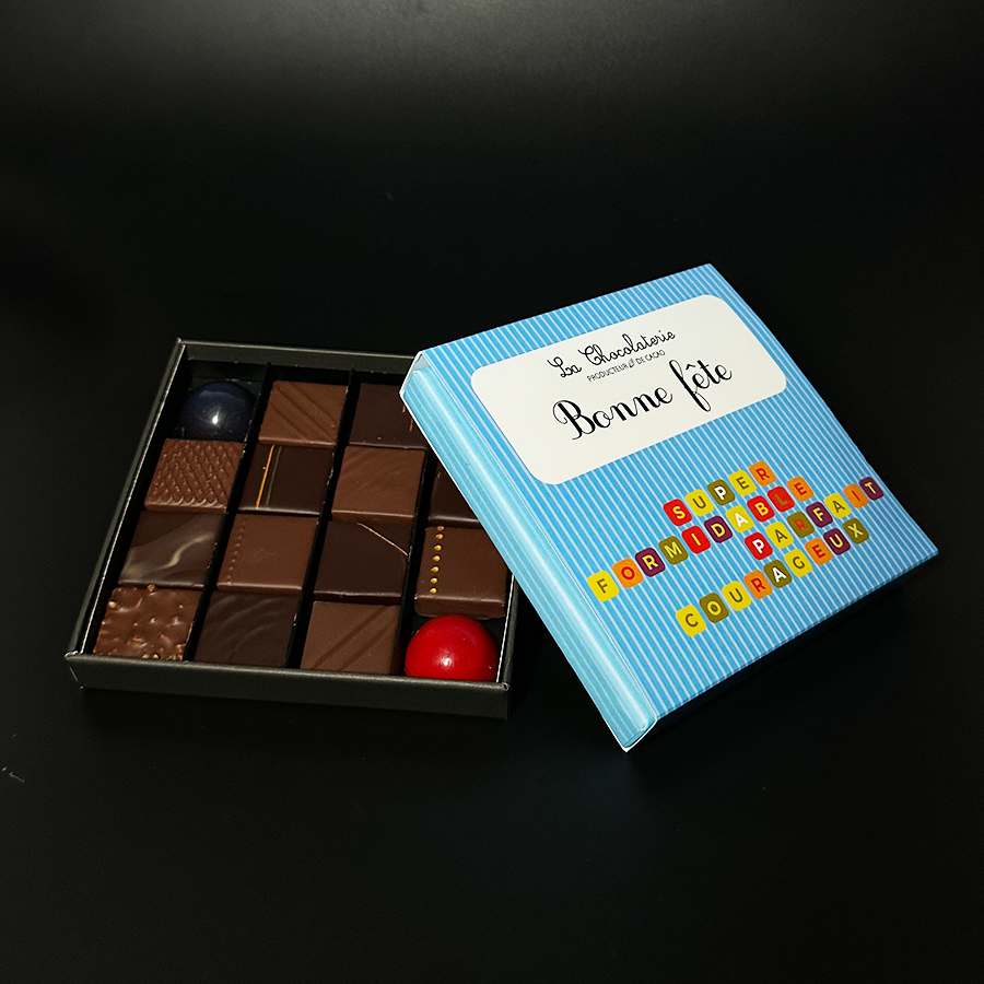 Coffret 16 chocolats mixtes - Bonne fête papa