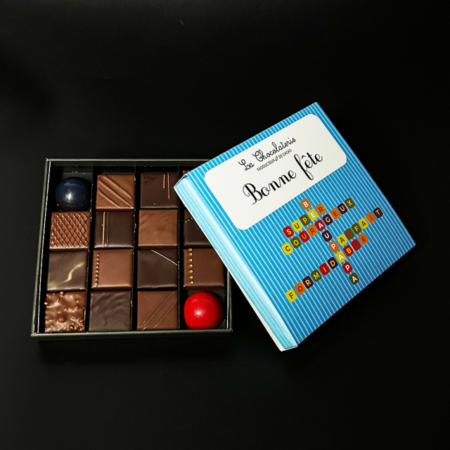 Coffret 16 chocolats mixtes - Bonne fête Beau-papa