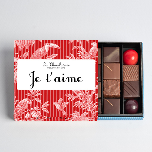 Coffret 16 chocolats mixtes - Je t'aime