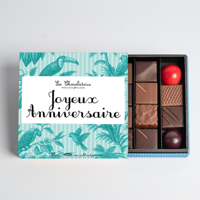 Coffret 16 chocolats mixtes - Joyeux anniversaire